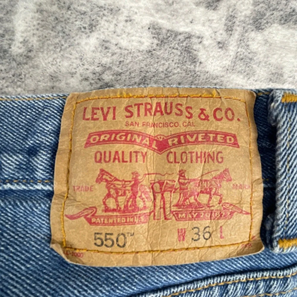 Levi's Strauss 550 Relaxed Fit Denim Shorts Men's 36 Solid Blue Jorts 90s‎ Style